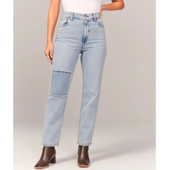Abercrombie & Fitch Ankle Straight Ultra High Rise Jean Size 32 / 14S Curve Love - Picture 1 of 9